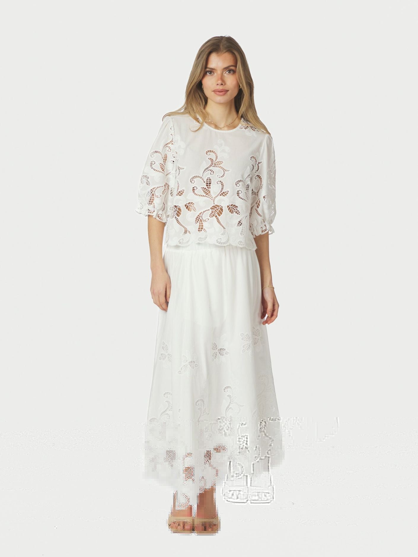 Neo Noir Yara Long Emb. Skirt