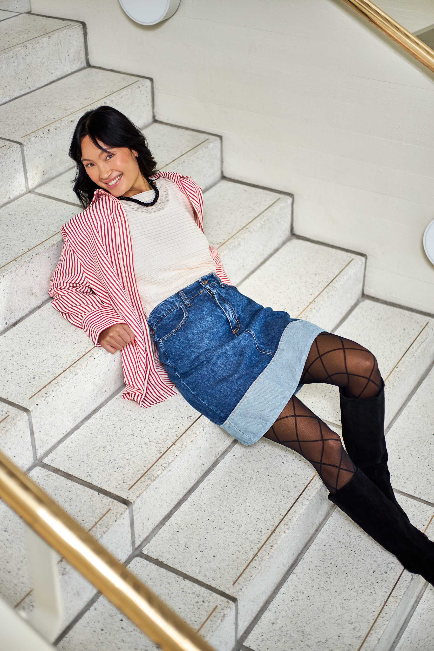 Black Colour Izzy Denim Skirt