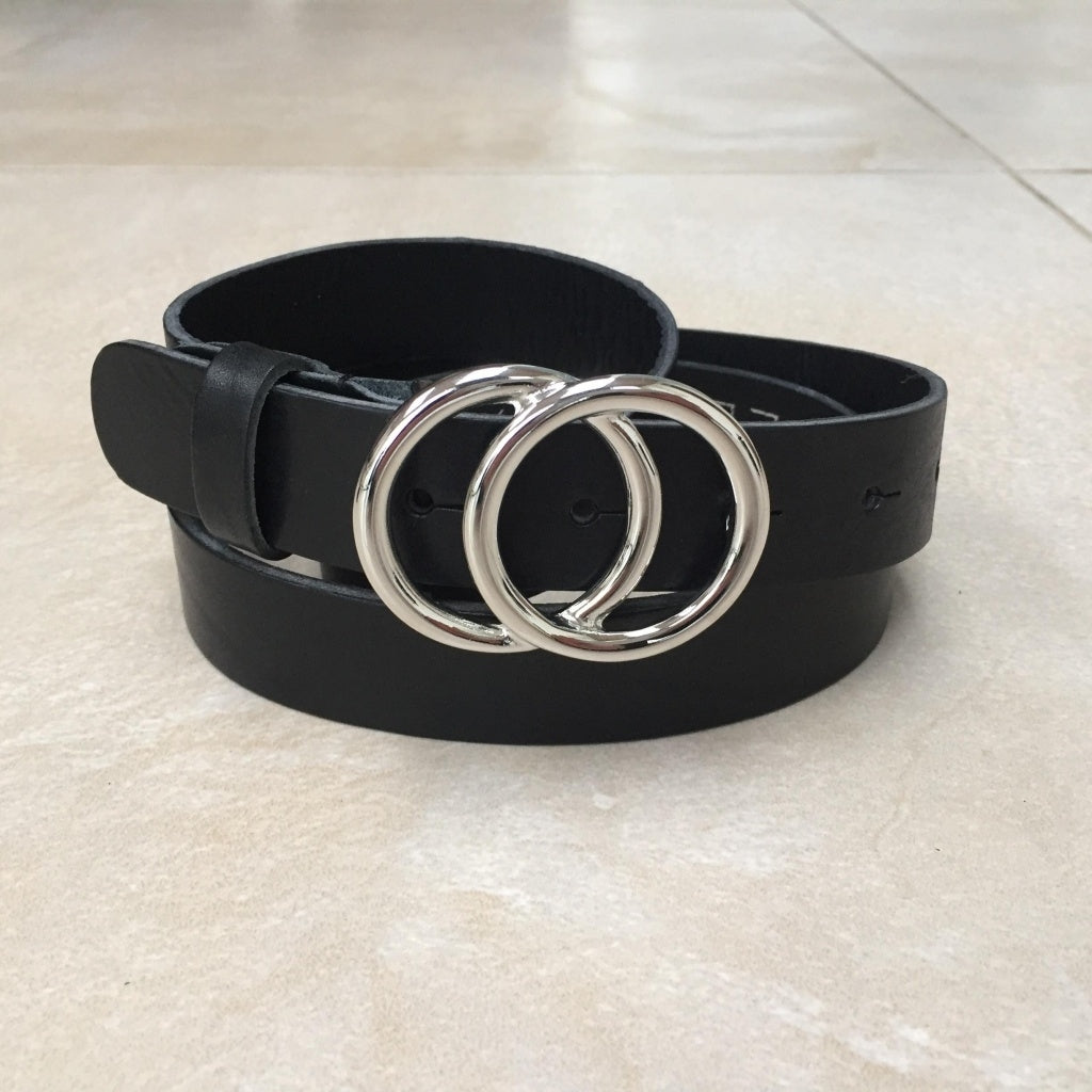 BELT RING THREE M BLACK/SILVER / 80 Seminkjole
