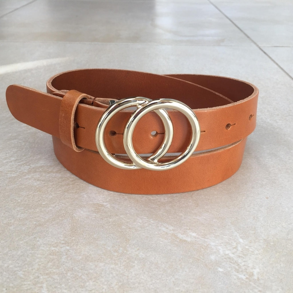 BELT RING THREE M COGNAC/GULD / 80 Seminkjole