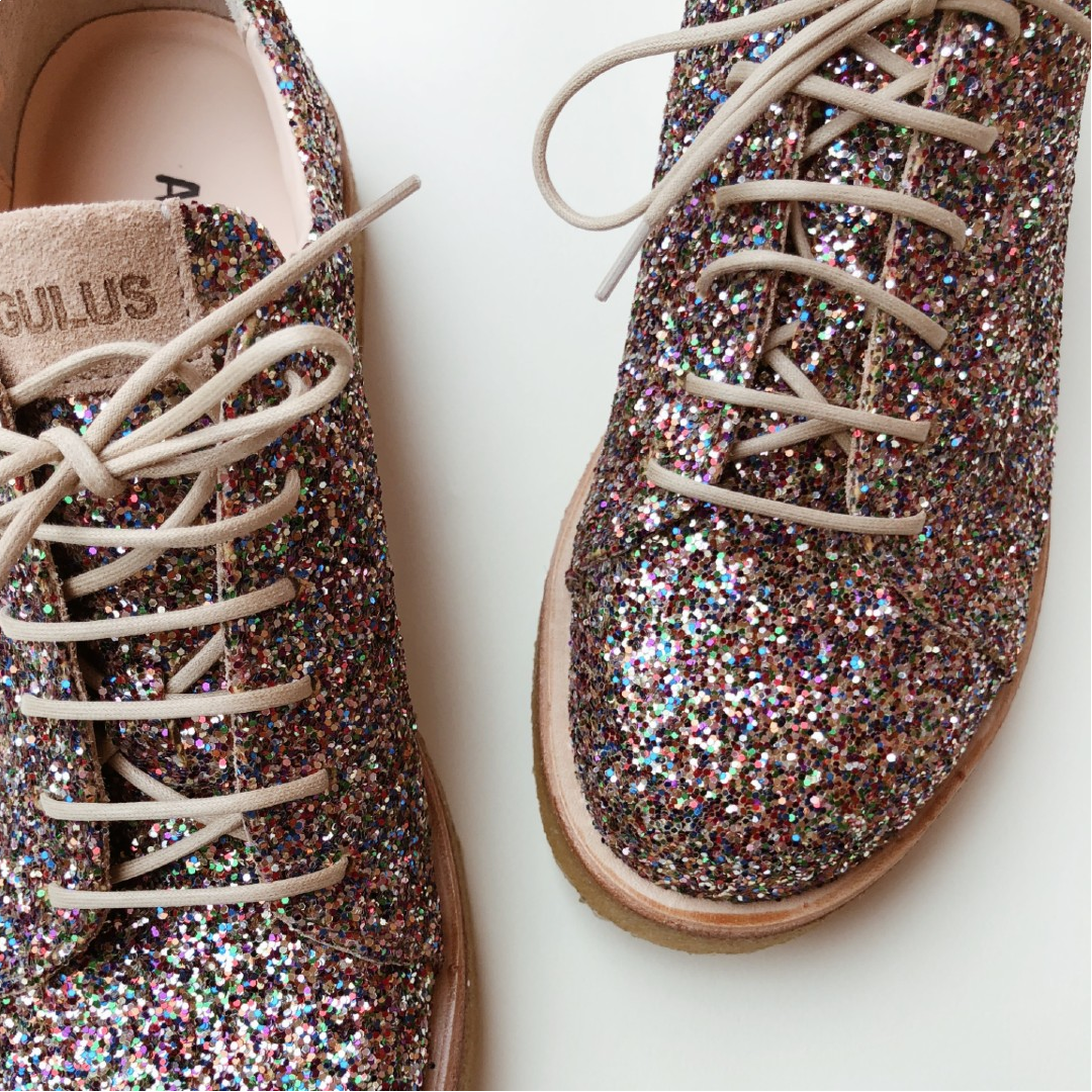 Angulus Sneaker i glitter plateausål