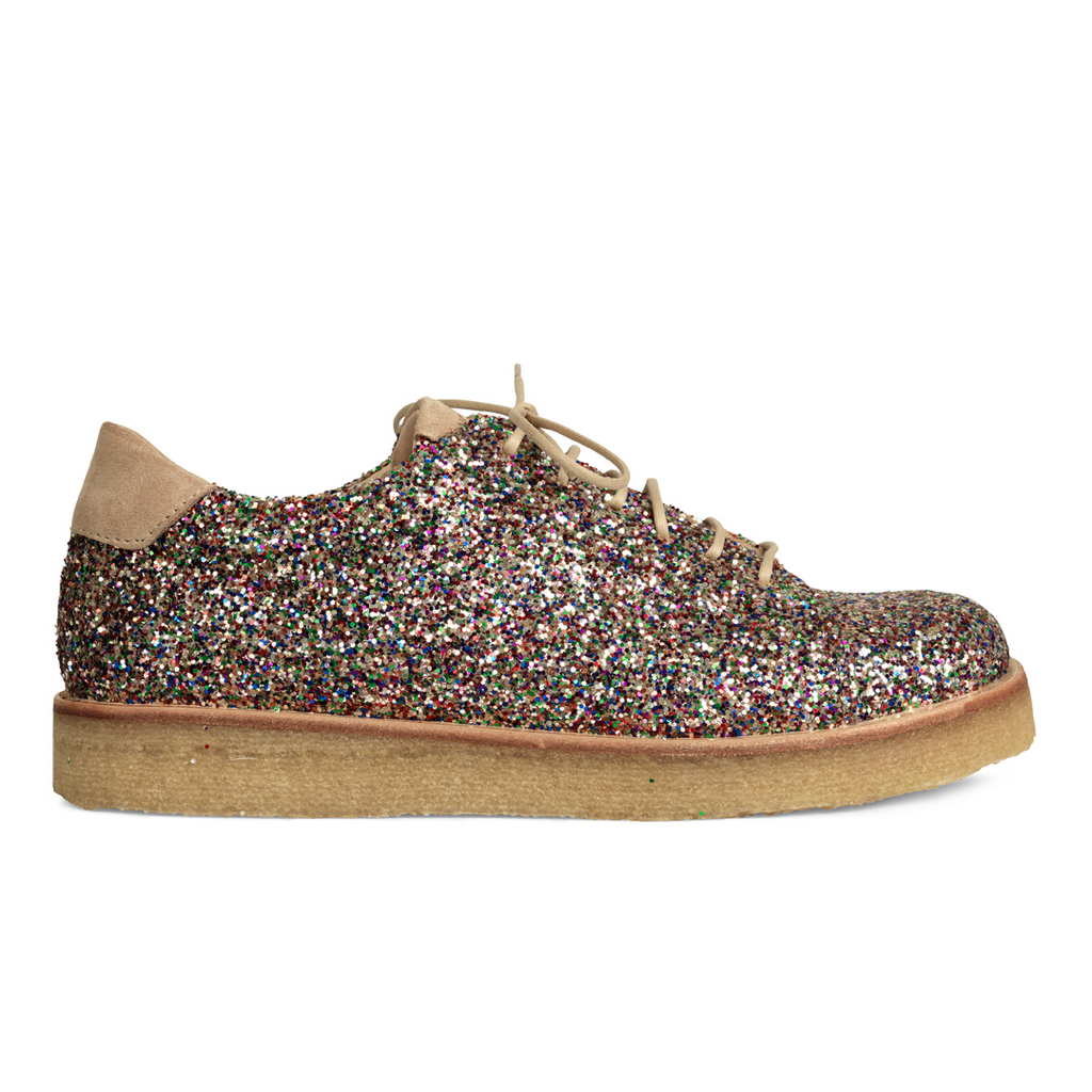 Angulus Sneaker i glitter plateausål