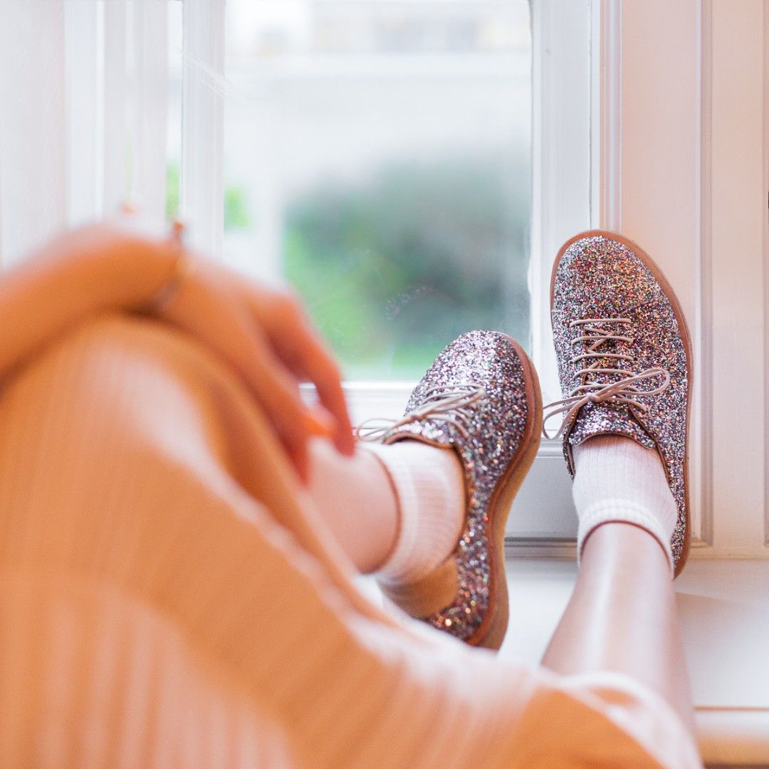 Angulus Sneaker i glitter plateausål