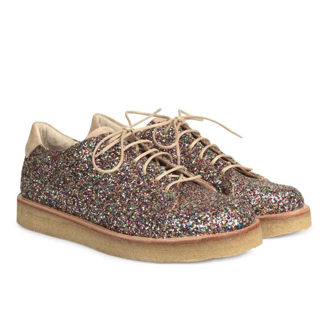Angulus Sneaker i glitter plateausål