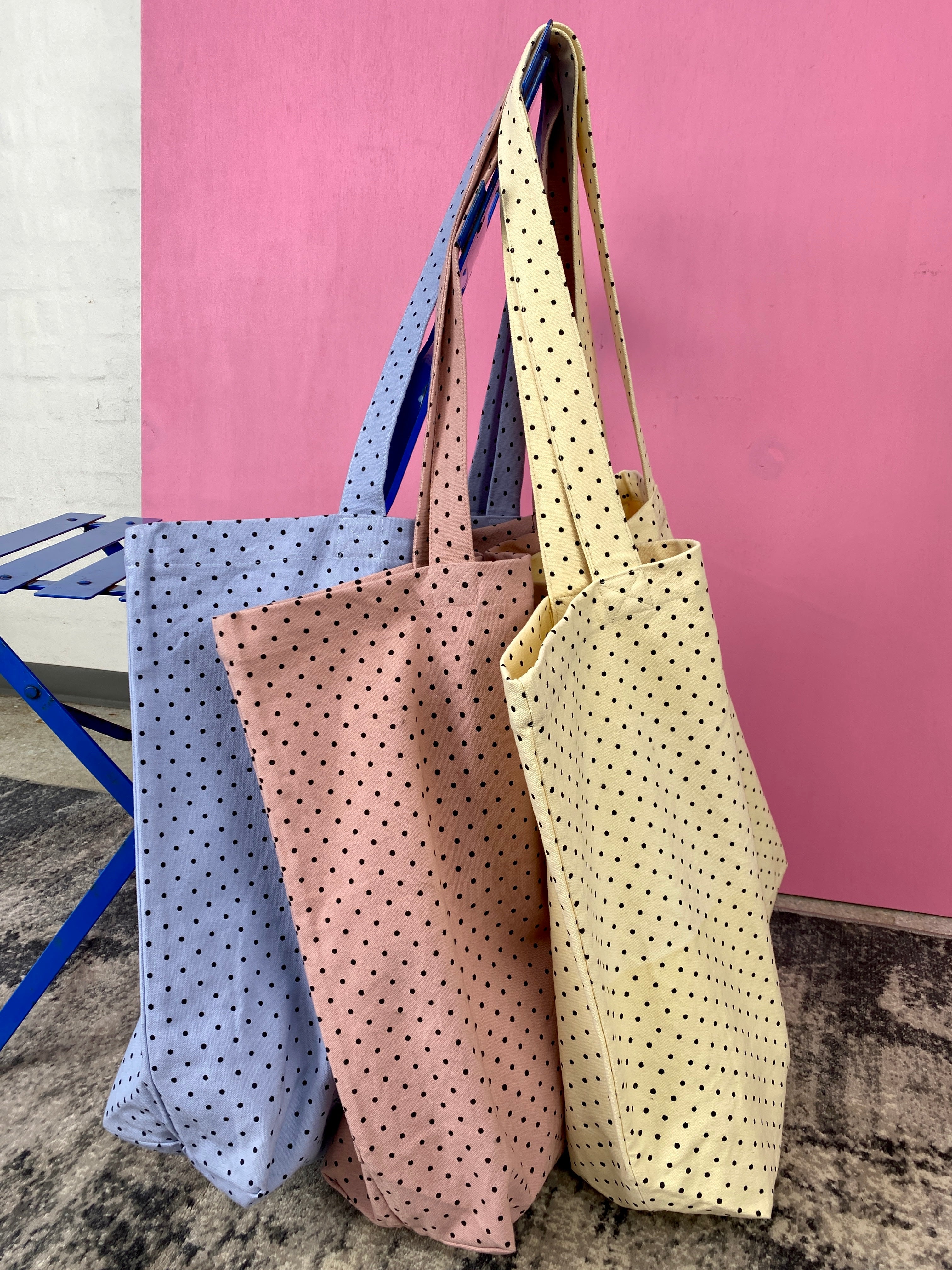 Black Colour Misha Dotted Canvas Shopper (+Farver)