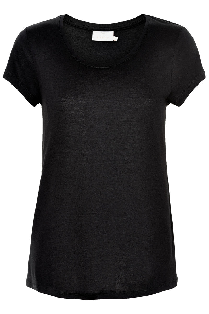 ANNA O-NECK T-SHIRT KAFFE (+FARVER) BLACK / XS Seminkjole