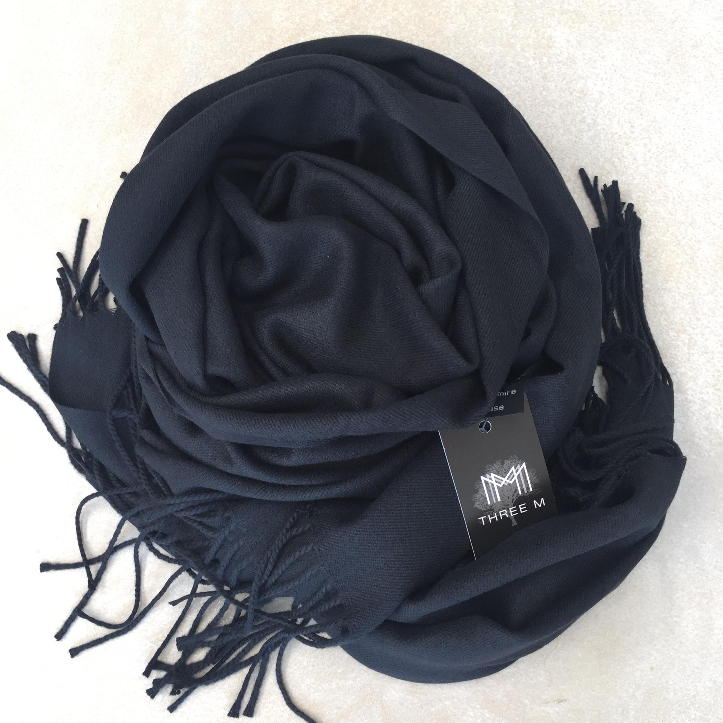 SCARF CASHMERE  THREE M (+FARVER) NAVY Seminkjole